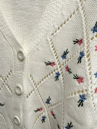 Retrobird White Embroidered Romantic Cardigan