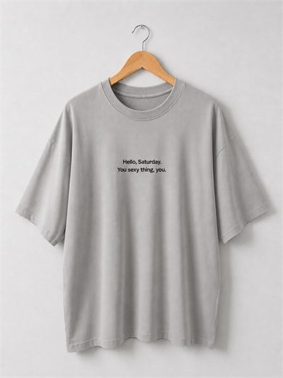 Retrobird Nakışlı Saturday Antrasit Unisex Oversize Tişört