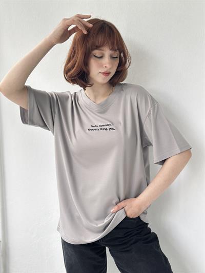 Retrobird Nakışlı Saturday Antrasit Unisex Oversize Tişört