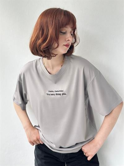 Retrobird Nakışlı Saturday Antrasit Unisex Oversize Tişört