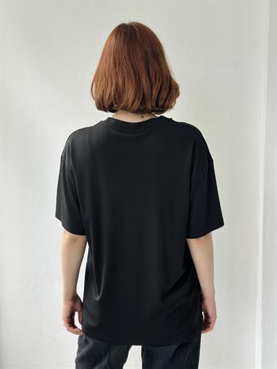 Retrobird Nakışlı Saturday Siyah Unisex Oversize Tişört