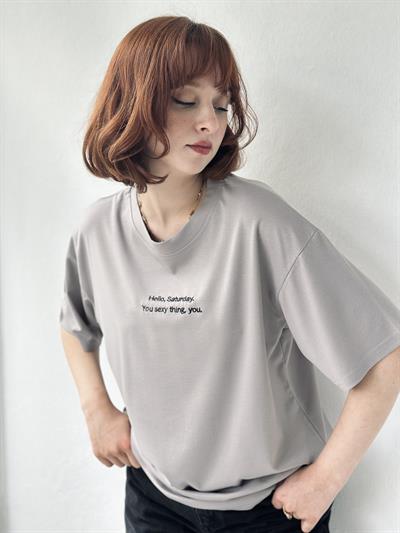 Retrobird Nakışlı Saturday Antrasit Unisex Oversize Tişört