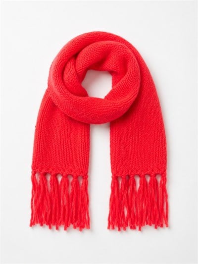 Retrobird Large Soft Knitted Scarf in Pomegranate Color