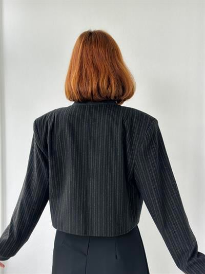 Retrobird Padded Shoulder Anthracite Bomber Short Jacket