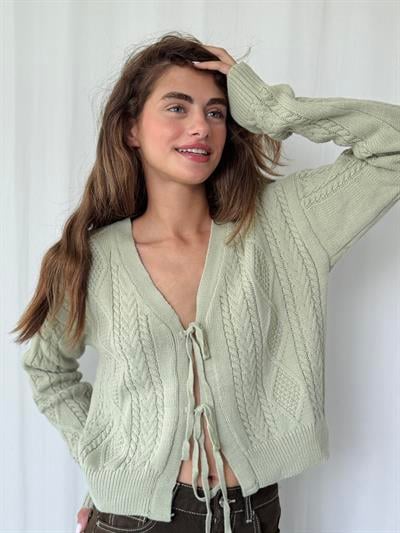 Retrobird Önden Bağlamalı Açık Yeşil Hırka