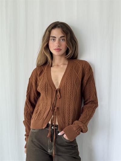 Retrobird Önden Bağlamalı Kahverengi Hırka