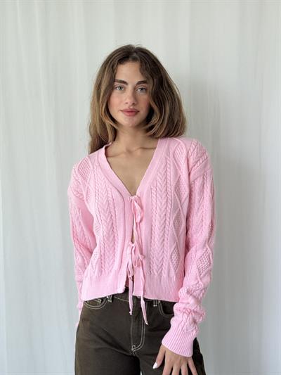 Retrobird Önden Bağlamalı Pembe Hırka