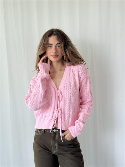 Retrobird Önden Bağlamalı Pembe Hırka