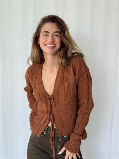 Retrobird Önden Bağlamalı Kahverengi Hırka