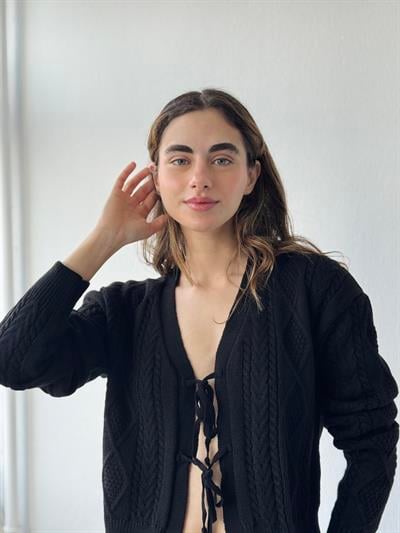 Retrobird Front-Tie Black Cardigan