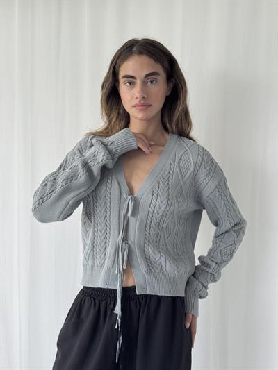 Retrobird Önden Bağlamalı Gri Hırka