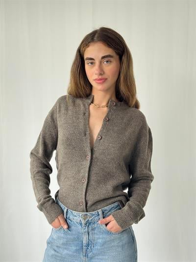 Retrobird Önden Düğmeli Vizon Basic Hırka