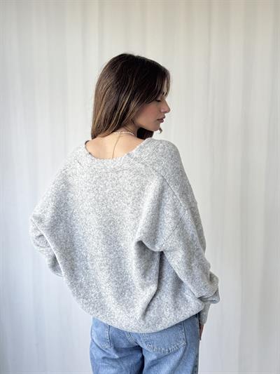 Retrobird Önden Düğmeli Basic Açık Gri Şardonlu Hırka