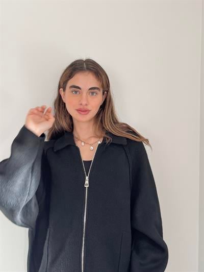 Retrobird Front Zip Polo Collar Black Jacket Cardigan