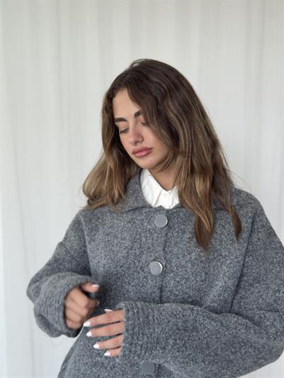 Retrobird Oversize Bürümcük Koyu Gri Ceket Hırka