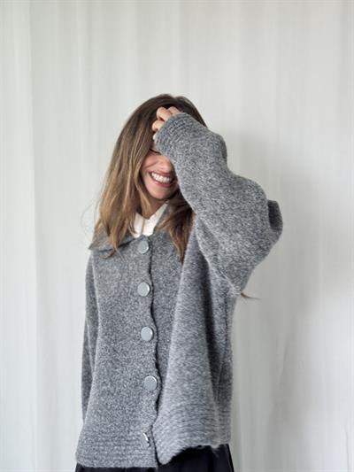 Retrobird Oversize Bürümcük Koyu Gri Ceket Hırka