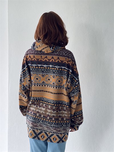 Retrobird Oversize Basic Hooded Multicolored Unisex Sweatshirt