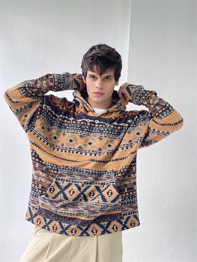 Retrobird Oversize Basic Hooded Multicolored Unisex Sweatshirt