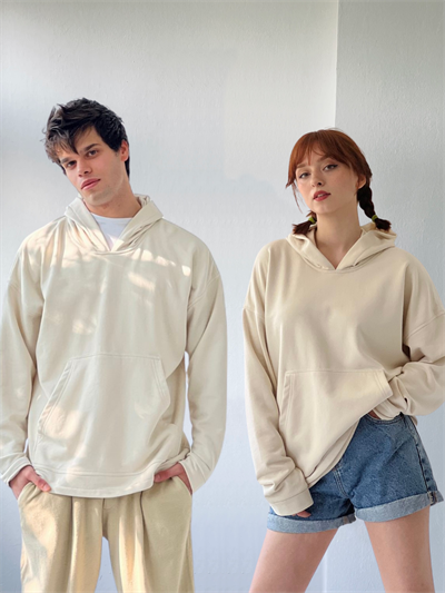 Retrobird Oversize Unisex Basic Hooded Beige Sweatshirt