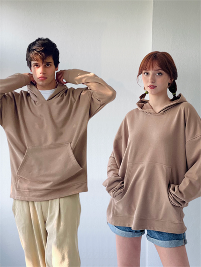 Retrobird Oversize Unisex Basic Hooded Brown Sweatshirt