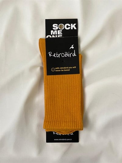 Retrobird Cotton Single Pair Mustard Colored Unisex Sports Socks