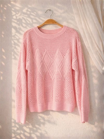 Retrobird Pink Openwork Perforated Spring Knit