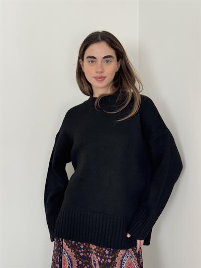 Retrobird Pinterest Oversize Black Basic Sweater