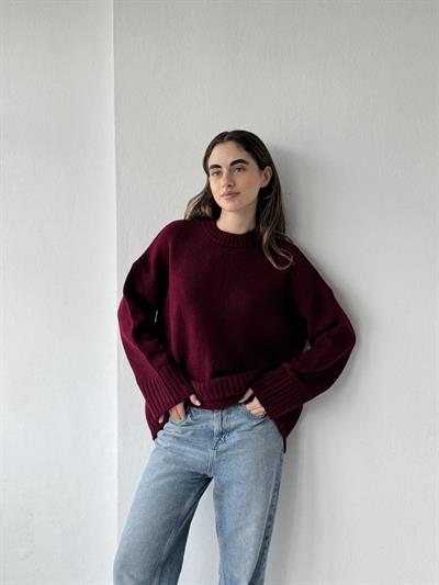 Retrobird Pinterest Oversize Claret Red Basic Sweater