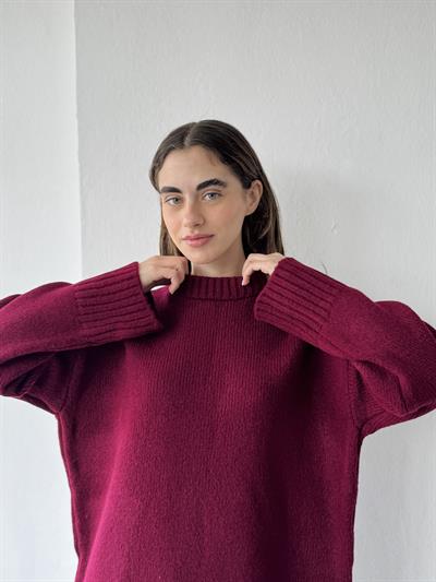 Retrobird Pinterest Oversize Claret Red Basic Sweater