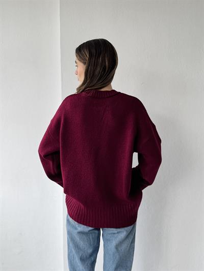 Retrobird Pinterest Oversize Claret Red Basic Sweater