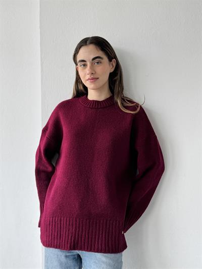 Retrobird Pinterest Oversize Claret Red Basic Sweater