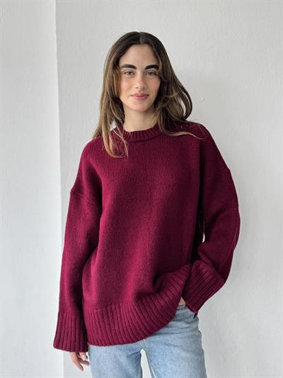 Retrobird Pinterest Oversize Claret Red Basic Sweater