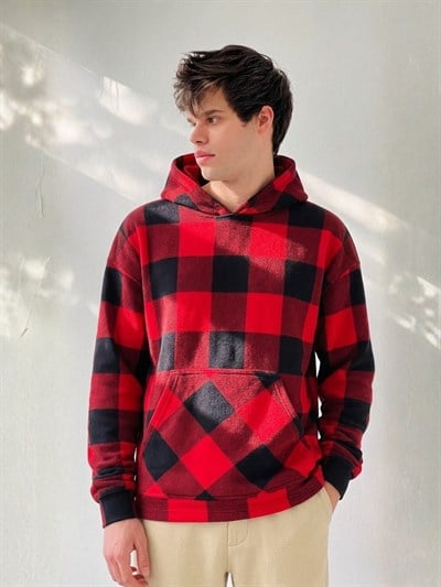 Retrobird Polar Winter Oversize Red Unisex Hooded Sweatshirt