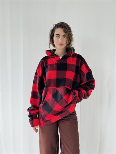 Retrobird Polar Winter Oversize Red Unisex Hooded Sweatshirt