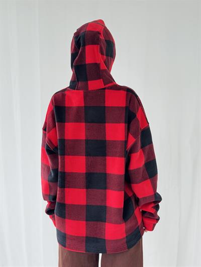 Retrobird Polar Winter Oversize Red Unisex Hooded Sweatshirt