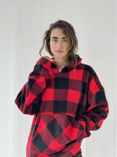 Retrobird Polar Winter Oversize Red Unisex Hooded Sweatshirt