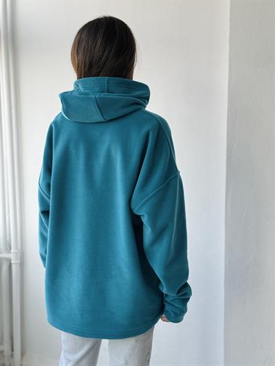 Retrobird Polar Winter Oversize Unisex Hooded Petrol Sweatshirt