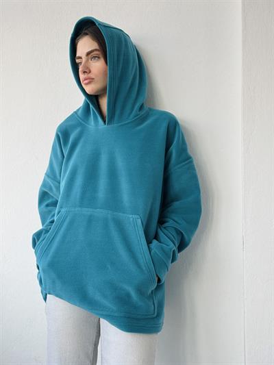 Retrobird Polar Winter Oversize Unisex Hooded Petrol Sweatshirt
