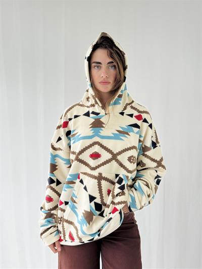 Retrobird Polar Winter Oversize Ivory Unisex Hooded Sweatshirt