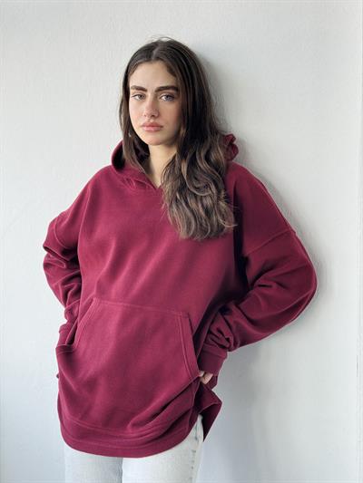 Retrobird Polar Winter Oversize Unisex Hooded Burgundy Sweatshirt