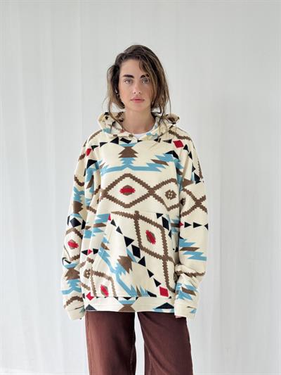 Retrobird Polar Winter Oversize Ivory Unisex Hooded Sweatshirt