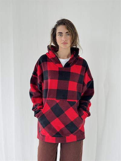 Retrobird Polar Winter Oversize Red Unisex Hooded Sweatshirt