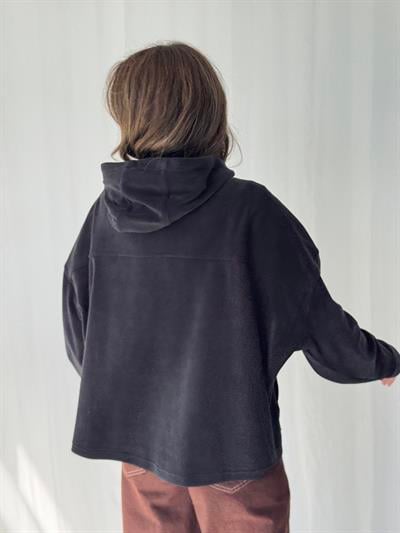 Retrobird Polar Kumaş Oversize Kapüşonlu Siyah Sweatshirt
