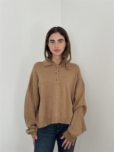 Retrobird Camel Polo Neck Basic Sweater