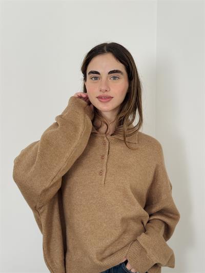Retrobird Camel Polo Neck Basic Sweater