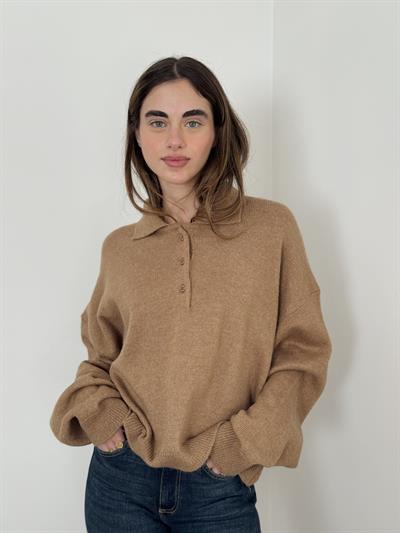 Retrobird Camel Polo Neck Basic Sweater
