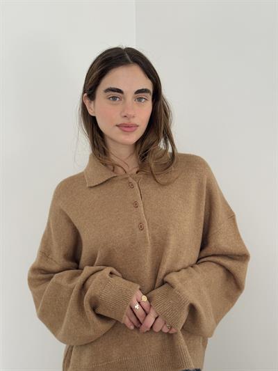Retrobird Camel Polo Neck Basic Sweater