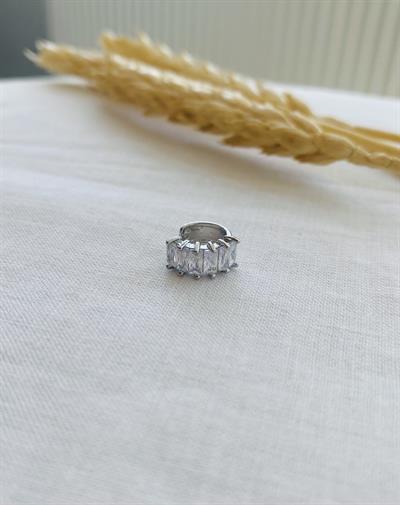 Retrobird Single Brass and Zircon Stone Earcuff Cartilage Silver Earring