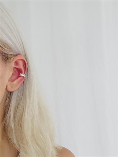 Retrobird Single Brass and Zircon Stone Earcuff Cartilage Silver Earring