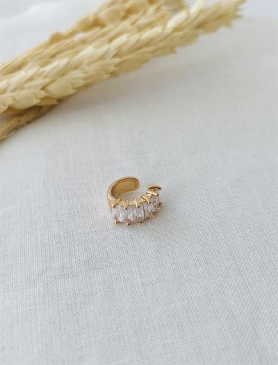 Retrobird Single Brass and Zircon Stone Earcuff Cartilage Gold Earring